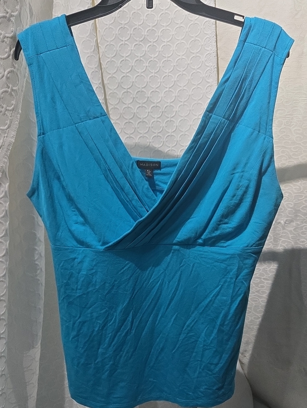 Madison Women’s Teal Sleeveless Wrap V-Neck Tank Top